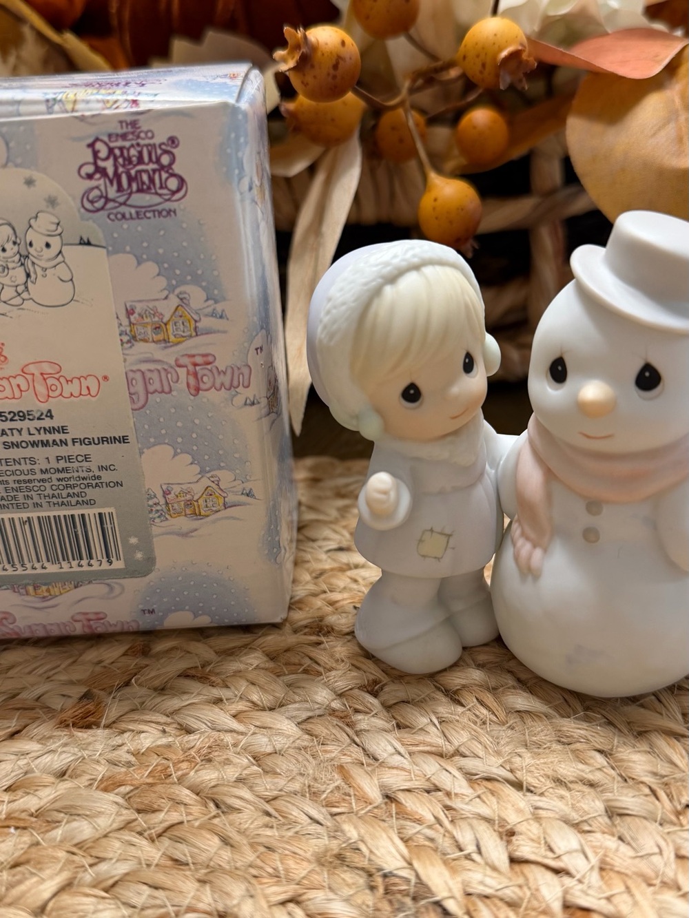 Precious Moments Cream & White Child with Snowman Figurine